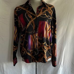 Ralph Lauren Green Label Petite Cotton Garment with Brown and Purple Accents